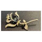 Miniature Clock - Floral Brooch - Sterling Silver Photo Album Pendant