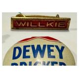 Assorted Vintage Political Pin Backs - Lapel Buttons (Dewey-Bricker, Stevenson-Kefauver, La Follette-Wheeler, Willkie)