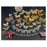 Butterfly-Themed Fashion Jewelry Collection - Vintage Assorted Brooches, Necklaces & Bracelets