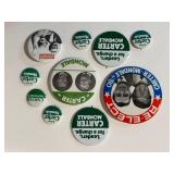 Vintage Campaign Pins - Assorted Circular Button-Back Badges, 1980s Era