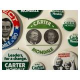 Vintage Campaign Pins - Assorted Circular Button-Back Badges, 1980s Era
