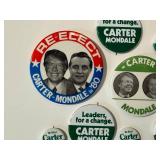 Vintage Campaign Pins - Assorted Circular Button-Back Badges, 1980s Era