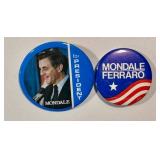 Vintage Campaign Pins - Assorted Circular Button-Back Badges, 1980s Era