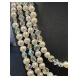 Vintage Costume Jewelry Assortment - Pearl Necklaces, Crystal Beads & Rhinestone Bracelets