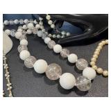 Vintage Costume Jewelry Assortment - Pearl Necklaces, Crystal Beads & Rhinestone Bracelets