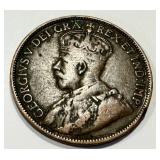 Antique 1912 and 1917 George V Canada One Cent Coins