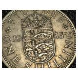 1955 Elizabeth II One Shilling UK Coin
