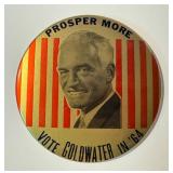 Vintage Barry Goldwater 1964 Campaign Button - Vintage Barry Goldwater Jumbo 6-inch Pinback