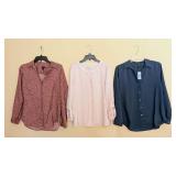 UL - Ann Taylor Petite Blouses - 3 Shirts, Size M (Petite) - Red Floral, Pink, Teal