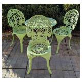 BY -Vintage Mint Green Painted Metal Bistro Set - Round Table