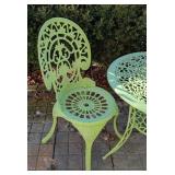 BY -Vintage Mint Green Painted Metal Bistro Set - Round Table