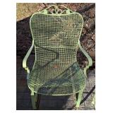 LL - Pair of Vintage Mint Green Painted Metal Patio Chairs