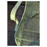 LL - Vintage Green Metal Garden Bench with Scrollwork