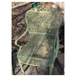 LL - Pair of Vintage Mint Green Painted Metal Patio Chairs
