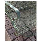 LL - Vintage Green Metal Garden Bench with Scrollwork