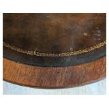 UL - Vintage Round Pedestal Table with Leather Top