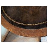UL - Vintage Round Pedestal Table with Leather Top