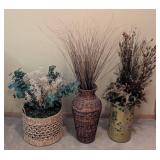 UL - Three Faux Foliage Arrangements in Varied Vases