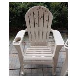BY - Adirondack Chairs Pair - Beige Plastic with Cup Holders, Outdoor Patio Furniture Set
