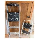 ML - 2-Piece Aluminum Step Ladders - Used, Paint-Spattered
