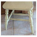 ML - Vintage Painted Wood Chair & Side Table Set - Distressed Green Table & Cream Chair