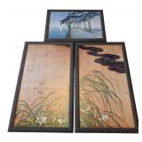 UL - Three Framed Japanese Woodblock Prints - Landscape & Seascape Triptych