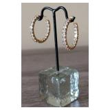 K - 10K Gold CZ Hoop Earrings