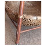 UL - Decorative Woven Basket Stand Pair - Two-Tier Wood Frames with Baskets