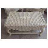 UL - Cream Wicker Armchairs Set With Coffee Table - Pair