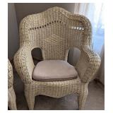 UL - Cream Wicker Armchairs Set With Coffee Table - Pair