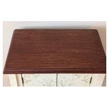 UL - Cream Painted Cabinet Table - Floral Carved Doors