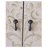 UL - Cream Painted Cabinet Table - Floral Carved Doors