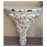 UL - Decorative Wall Shelves & Ornate Crystal-Knob Hooks - Painted Distressed Finish