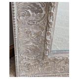 UL - Standing Mirror - 32.5 in W x 66 in H - Ornate Distressed Silver Frame