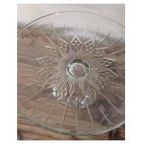 K - Glass Cake Plate Set - 3 Pieces, Largest 12 Inches, Clear Dome and Amber Tiered Stand
