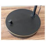 ML - Table Lamp - Arc Black Metal Base with Woven Wicker Shade