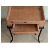 Lift-Top Side Table with Drawer on Black Metal Frame