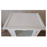 UL - White Glass-Door Storage Cabinet with 2 Drawers