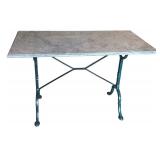 O - Green Cast Iron Base With Separate Marble Top Dining Table / Desk