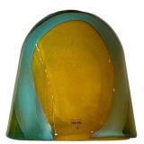LR - Glass Nuvo Handmade Lithuania Glass Vase - Teal Amber Fusion, 10 in Tall