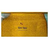 LR - Glass Nuvo Handmade Lithuania Glass Vase - Teal Amber Fusion, 10 in Tall