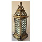 LR - Ornate Wood Boxes & Metal Lantern Candle Holder - 3-Piece Set