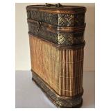 LR - Ornate Wood Boxes & Metal Lantern Candle Holder - 3-Piece Set