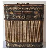 LR - Ornate Wood Boxes & Metal Lantern Candle Holder - 3-Piece Set