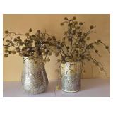 LR - Mosaic Mirror Vases - 9.75in & 12in tall with Faux Foliage (Lot of 2)