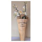 LR - Wood Jardiniere Vase Set - Grand Jardin des FLEURS w/ Faux Florals & Green Pitcher