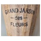 LR - Wood Jardiniere Vase Set - Grand Jardin des FLEURS w/ Faux Florals & Green Pitcher