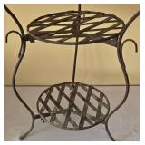 LR - Metal Plant Display Stand Set - 3-Tier Center & Pair Side Stands + 3 Faux Pots