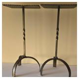 LR - Metal Plant Display Stand Set - 3-Tier Center & Pair Side Stands + 3 Faux Pots