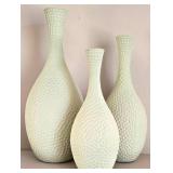 LR - Vases - Cream Hammered Glass Set of 3